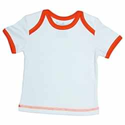 Canboli Organik Bebek Kısa Kollu T-shirt  Ekru Turuncu Biyeli  0-3 Ay 