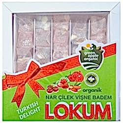 Greenapple Organik Lokum  Bademli  Vişne  Çilek  Nar  300g