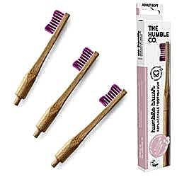 Humble Brush Ekolojik Bambu Değiştirilebilir 3 Başlıklı Diş Fırçası  Yumuşak  Lila 