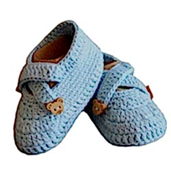 Organic Bonny Baby Organik El Yapımı Patik  6-12 Ay  Mavi 