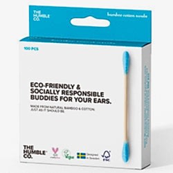 The Humble Bambu Pamuk Kulak Temizleme Çubuğu  Mavi  100 Adet