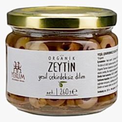 Yerlim Organik Çekirdeksiz Dilim Yeşil Zeytin 260g
